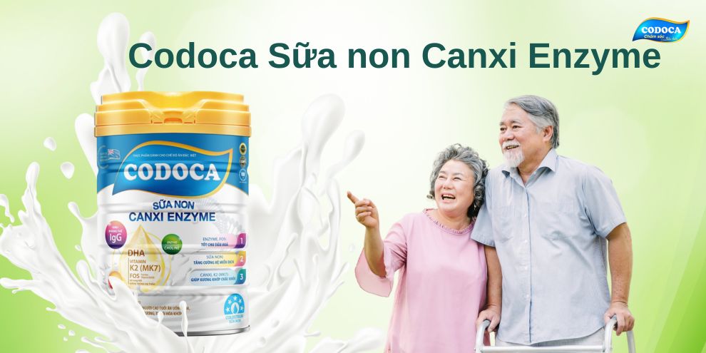 Codoca Sữa non Canxi Enzyme kết hợp bộ ba dinh dưỡng vàng "Canxi, sữa non và Enzyme"
