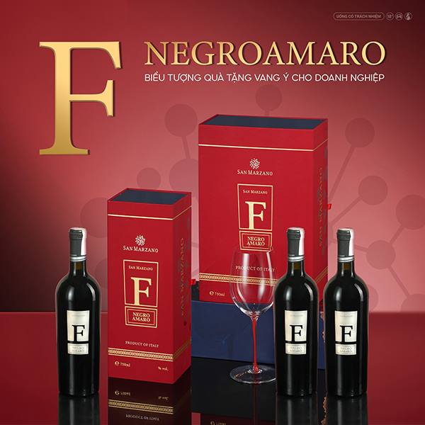 Chai rượu vang F Negroamaro nổi tiếng của nhà San Marzano danh tiếng từ Ý Chai rượu vang F Negroamaro nổi tiếng của nhà San Marzano danh tiếng từ Ý